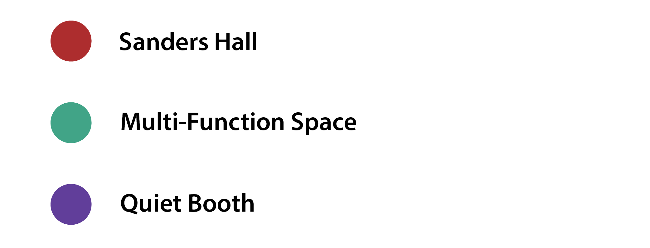 Eddington calendar key Calendar key: red for Sanders Hall, green for the Multi-Function Space, and purple for the quiet booth.